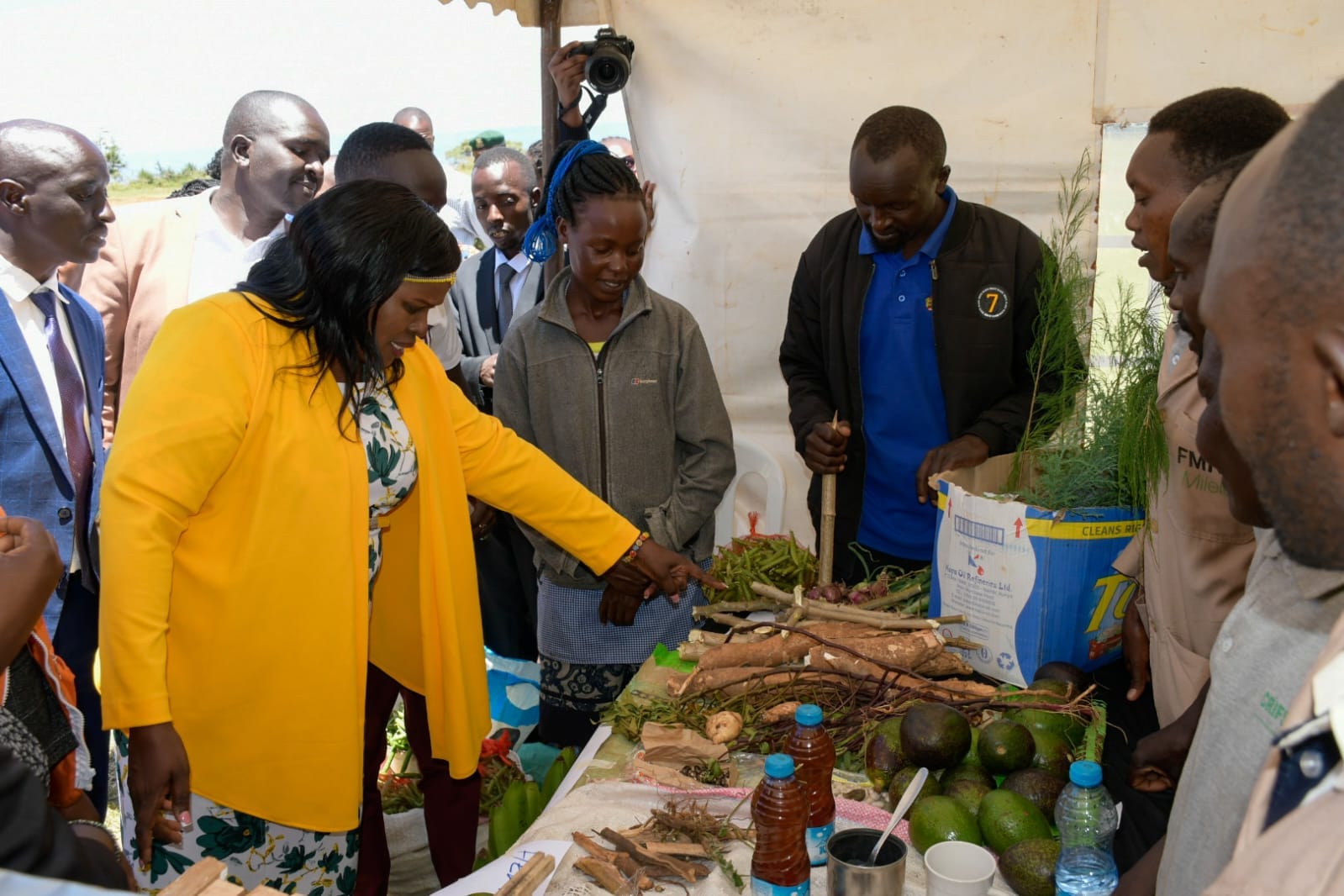 Elgeyo Marakwet Deputy Governor Prof. Grace Cheserek visiting an agricultural stand at the exhibition