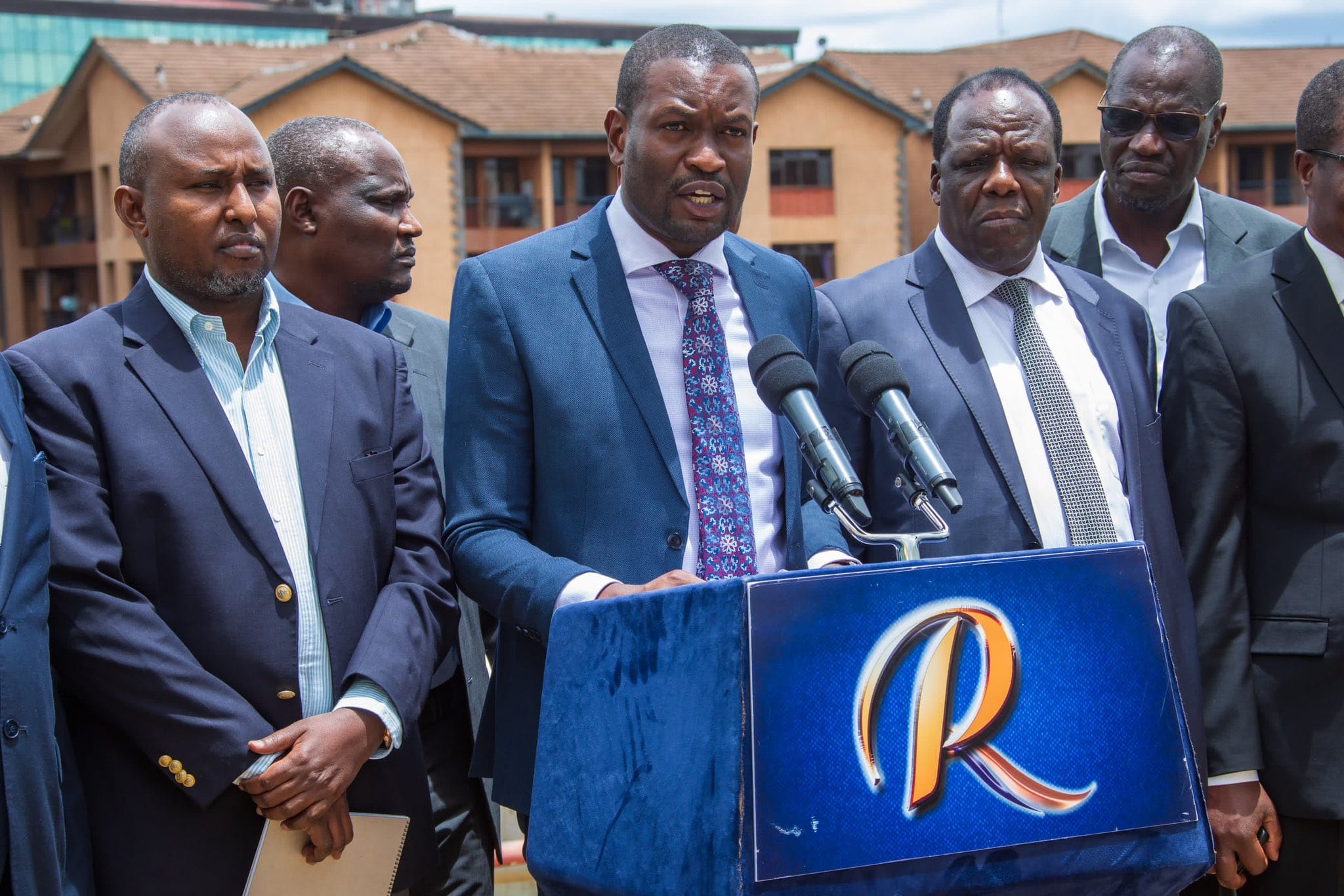 ODM Secretary General with other leaders at a media briefing