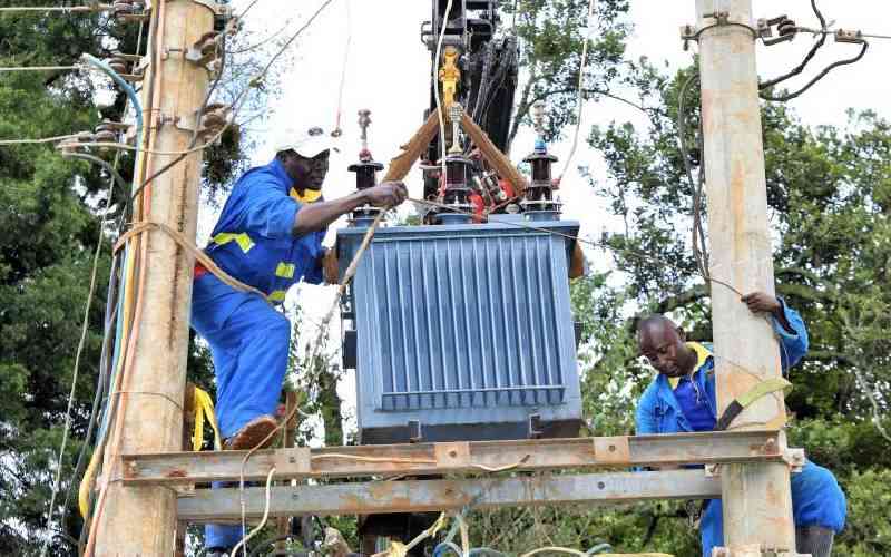 Kenya Power workers at work